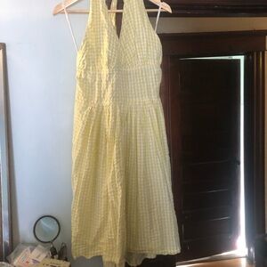 VINTAGE SAMPLE cotton Yellow Gingham Halter Dress